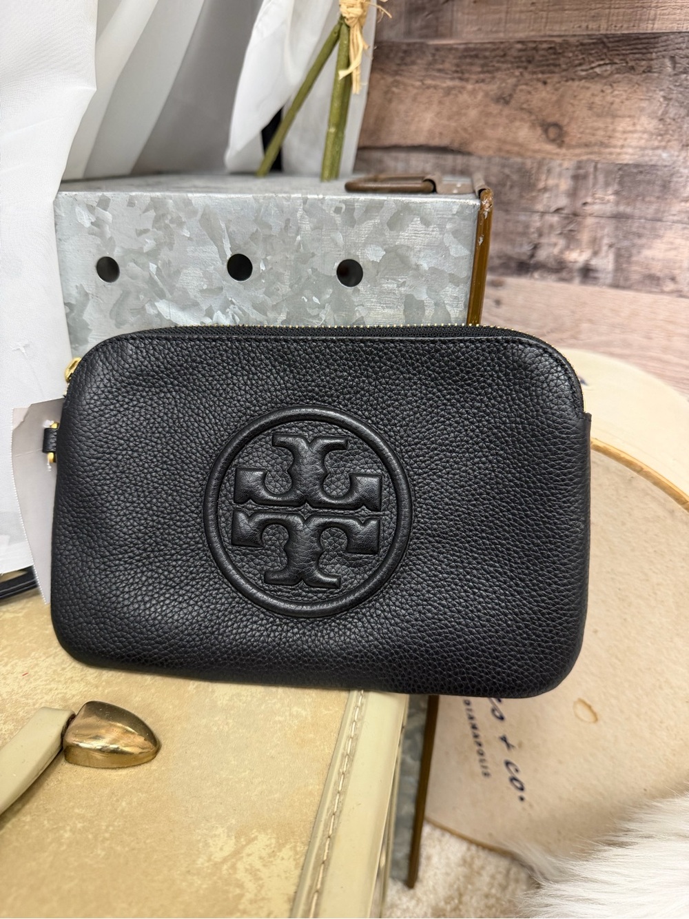 Tory Burch Black Leather Miller Mini Crossbody N/A